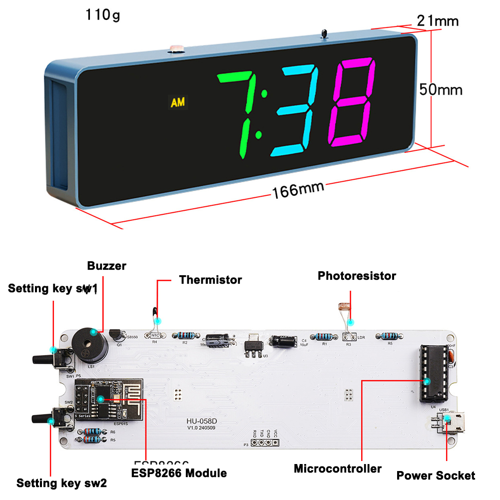 ESP8266 IoT Colorful WiFi Cloc - Diy Electronics Watch recensione e prezzo