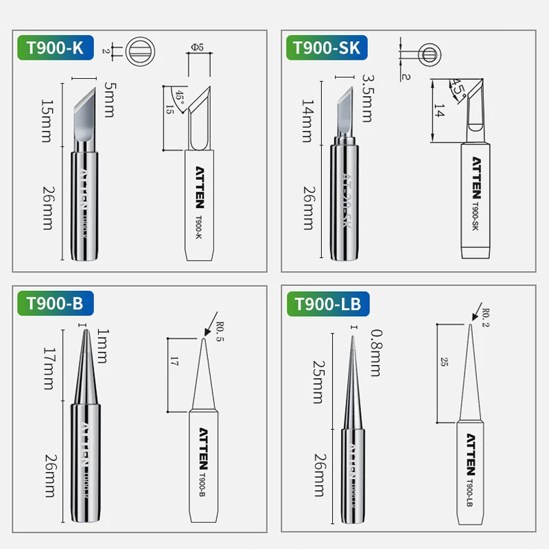 Original ATTEN 5Pcs T900-M Aut - Diy Soldering Station No Electronics recensione e prezzo
